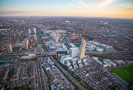 Aerial shot of the White City Campus