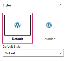 Logo Image Styles Settings, with Default selected.