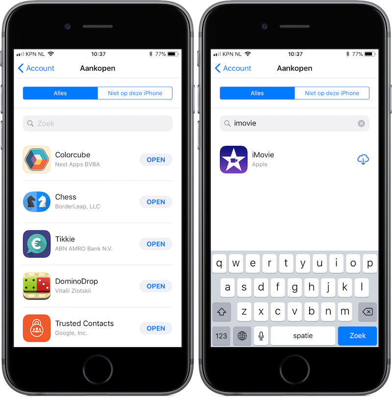 Gekochte apps opnieuw downloaden in iOS 11