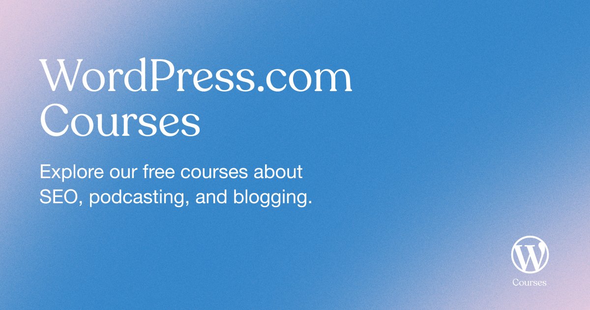 WordPress.com offers free courses that focus on the important topics that can help set your website apart from others. Register and get started today!