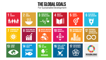 Colored grid of United Nations Sustainable Development Goal icons.