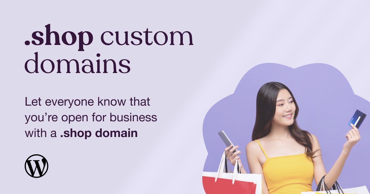 .shop custom domains. Let everyone know that you're open for business with a .shop domain.