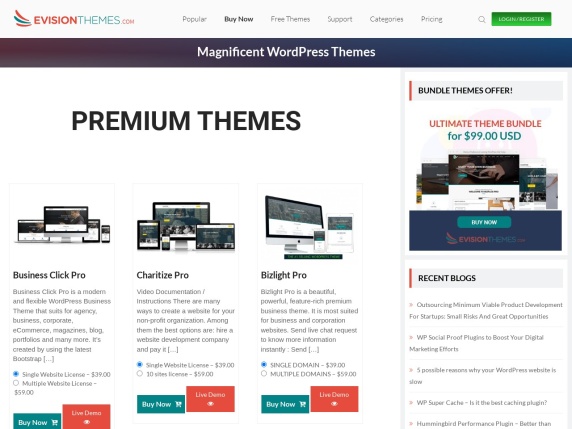 eVision Themes homepage