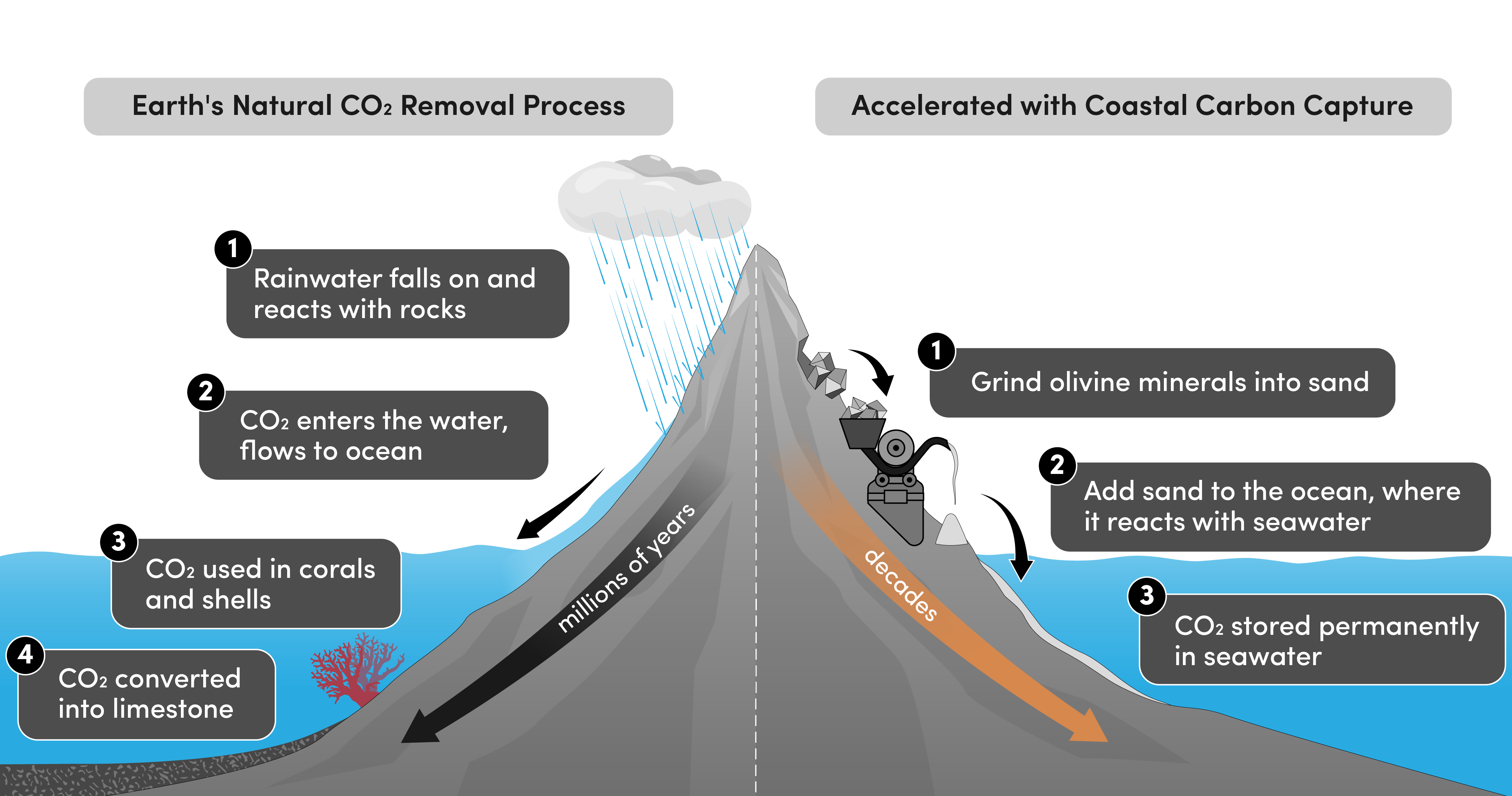 Illustration of the accelerated Coastal Carbon Capture process