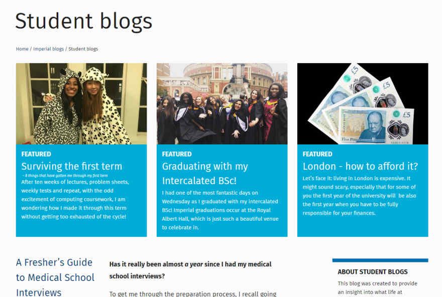Student Blog home page