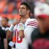 San Francisco 49ers quarterback Jimmy Garoppolo (10) an NFL football game Sunday, Sept. 25, 2022, in Denver. (AP Photo/David Zalubowski)