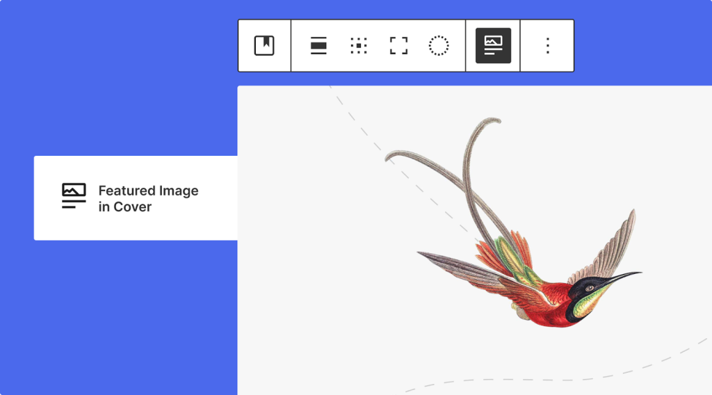 Visual of the cover block feature where you can use the featured image.