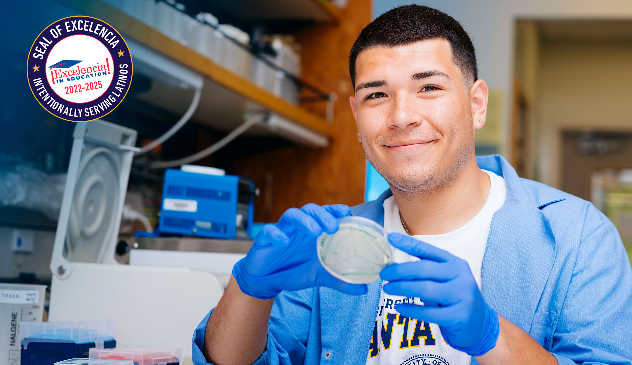 Hispanic student working in the lab