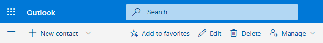 A screenshot shows the options available on the People command bar, including New contact, Edit, Delete, Add to favorites, and Manage.