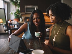 Two friends talking.