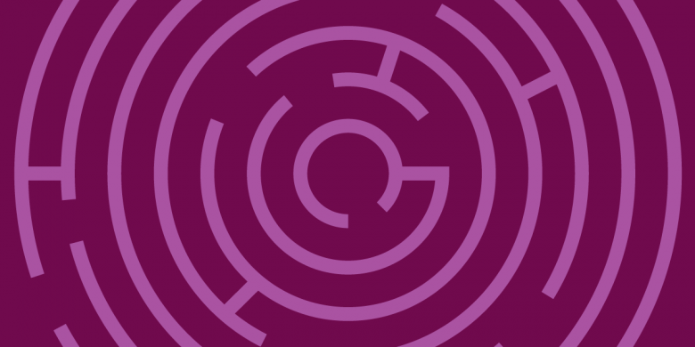 onion-like circular maze on purple ground