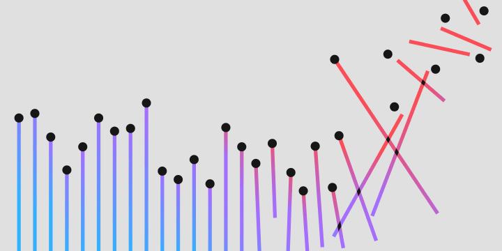 a line graph of stylized matchsticks that breaks apart as it peaks