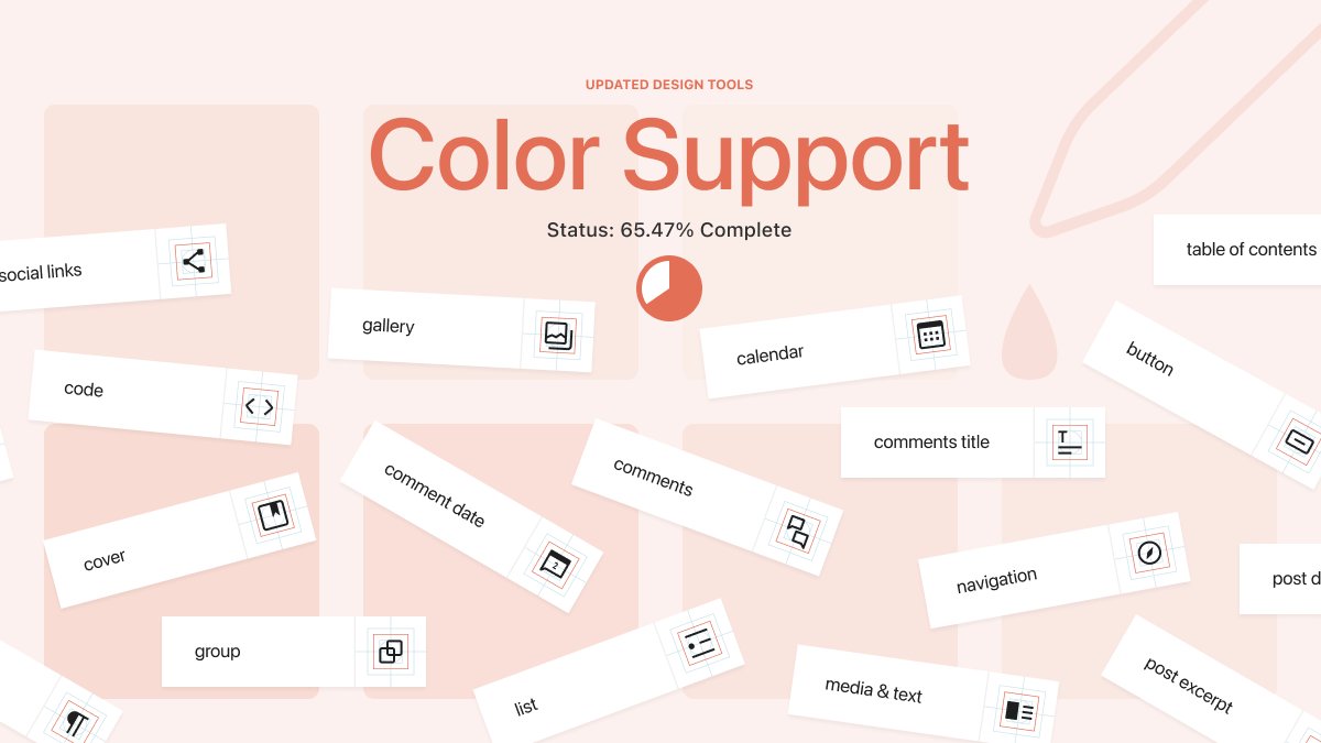 Updated design tools: Color support
Status: 65.47% complete