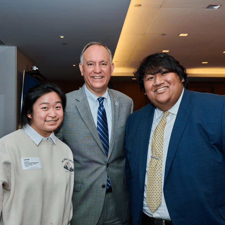 The Chancellor with two CUNY students at the AAPI Roundtable