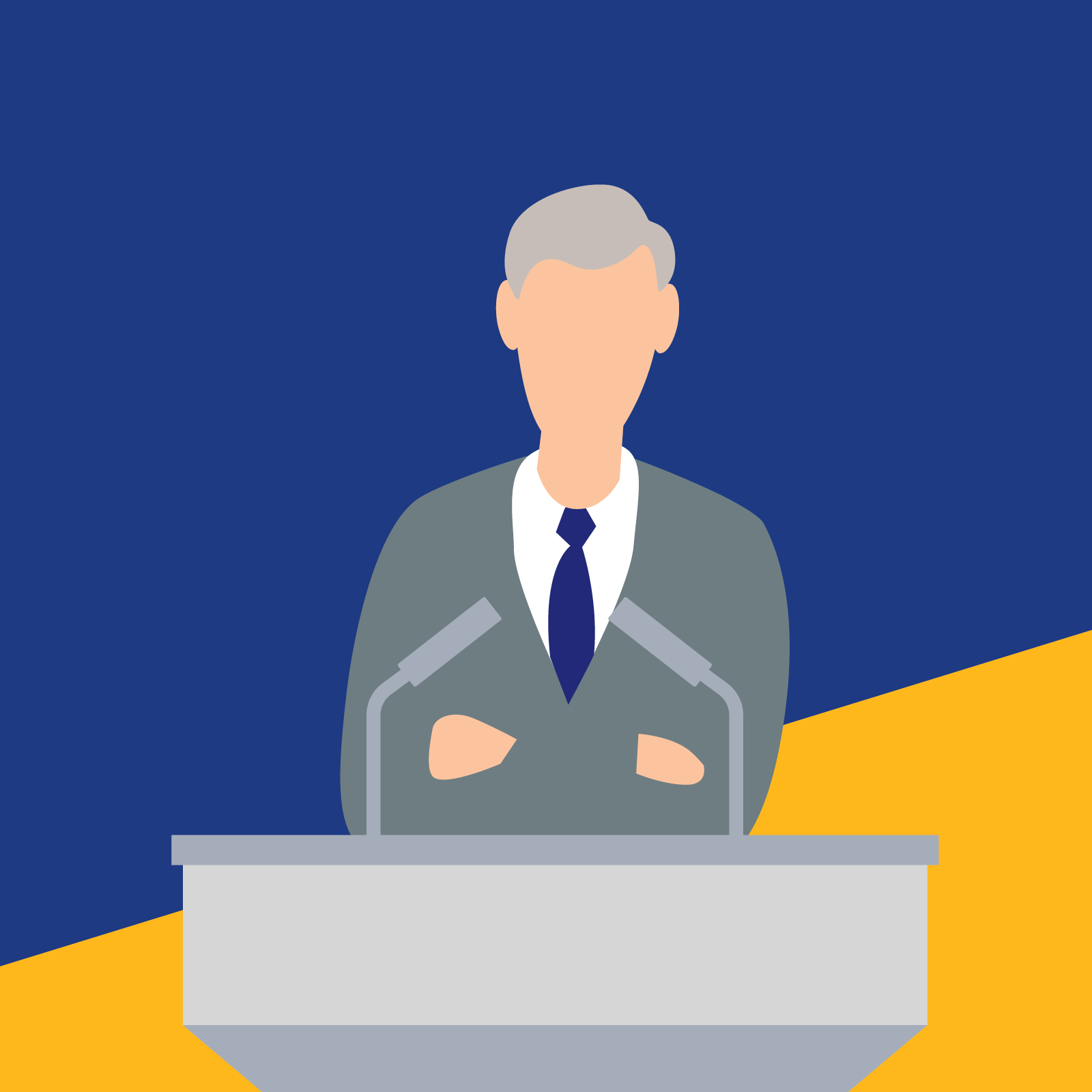 illustration of a man in tie speaking at a podium