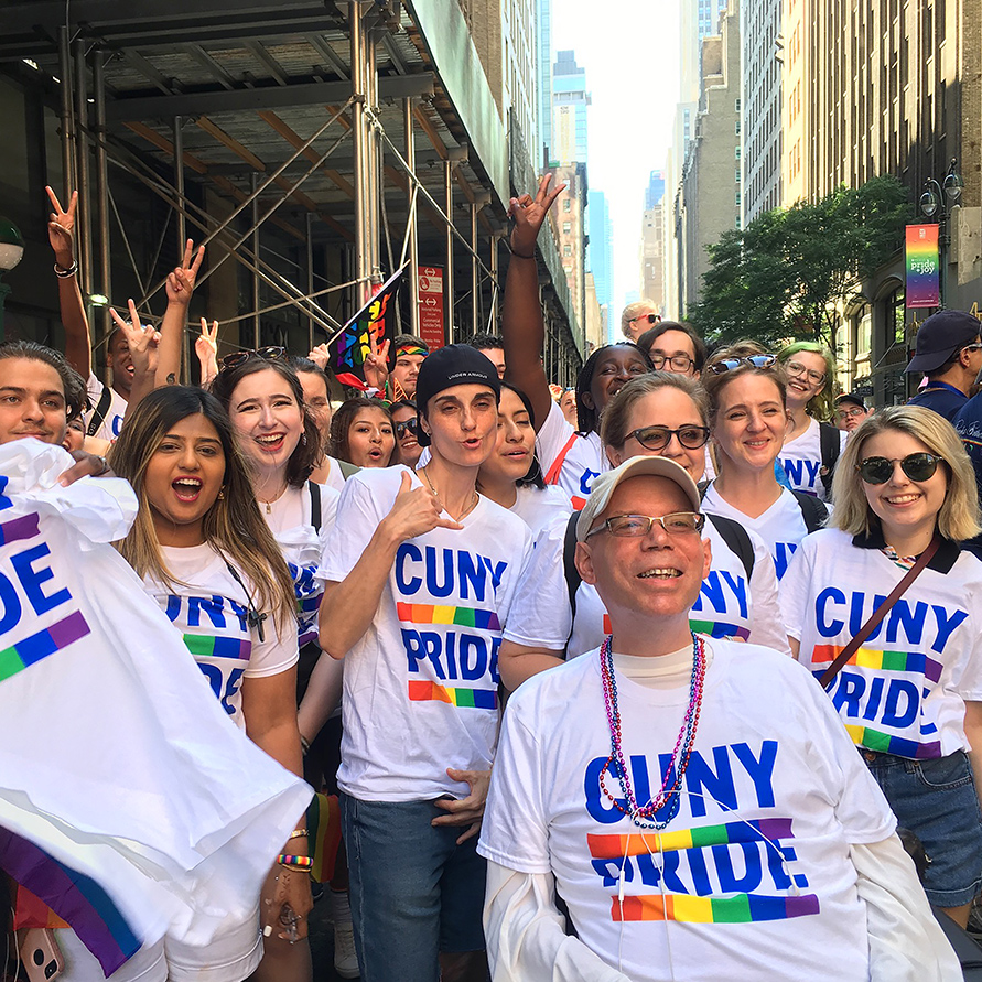 CUNY studetns at a NYC lgbtqi parade