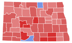 1962 United States Senate election in North Dakota results map by county.svg