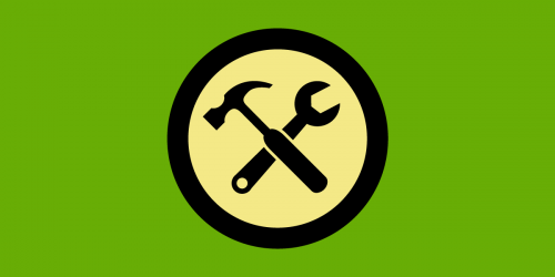 The EFF "tinker" badge, a crossed wrench and hammer on a green background