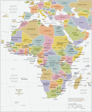 Political map of Africa in 2021