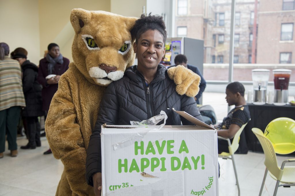 Courgar and girl at Medgar Evers College