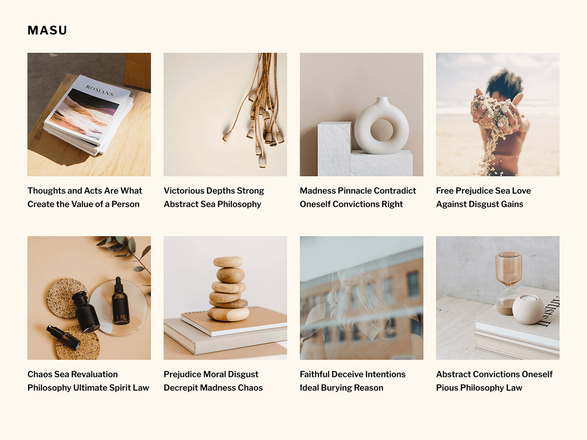 Masu is a blog theme inspired by a traditional square wooden box used to measure rice in Japan.