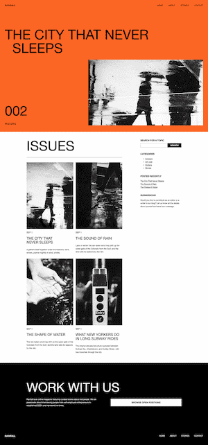 Rainfail editorial theme layout