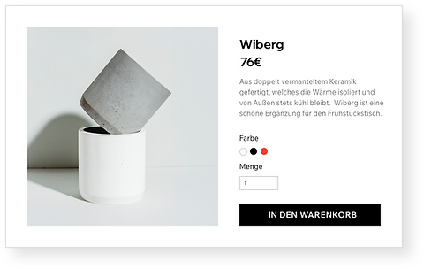 Wix Online-Shop für einen Keramikladen mit einem Stapel kleiner Tassen