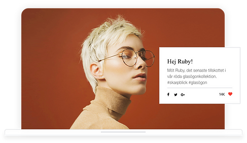 Wix-blogg med ett porträtt av en blond kvinna i glasögon.