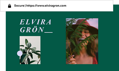 Anpassad domän för en portfoliosida som heter Elvira Grön.