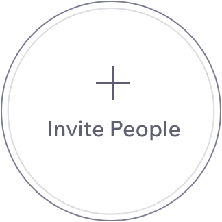 image of circle with text saying invite people and + sign in it. 