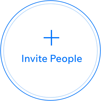 image of circle with text saying invite people and + sign in it. 