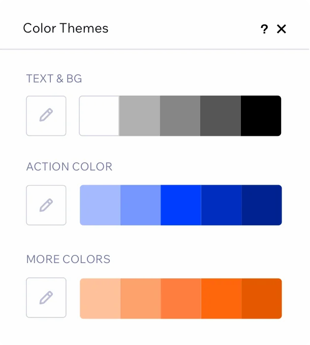 image showing color themes in the design library. There are 4 color palettes.