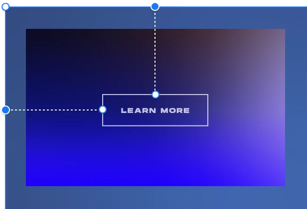 image showing a button with a CTA learn more docked to the center and left on a blue gradient background.