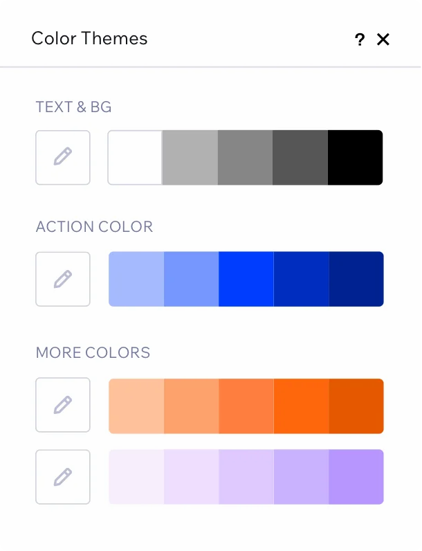image showing color themes in the design library. There are 4 color palettes.