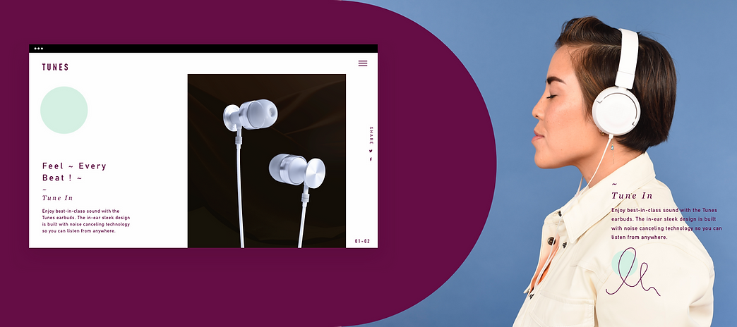 eCommerce website for high-end headphones showcased on desktop..