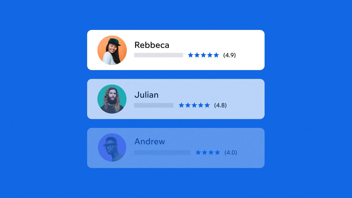 Three online users leaving 5 star reviews.