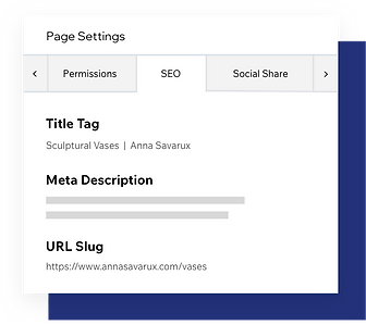 SEO page settings, customizing page meta tags