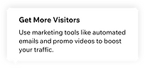 A suggestion provided by Wix Analytics inside a report: use marketing tools to get more website visitors.