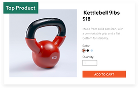 A top selling product, in this case a 9lbs Kettlebell.