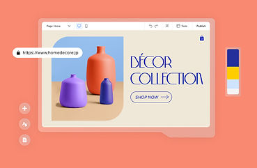 Homepage of e-commerce website that sells home decor.