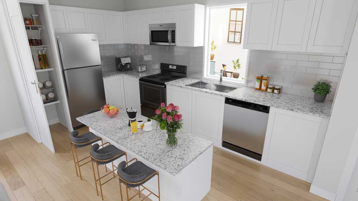 Modern kitchen inside a unit.