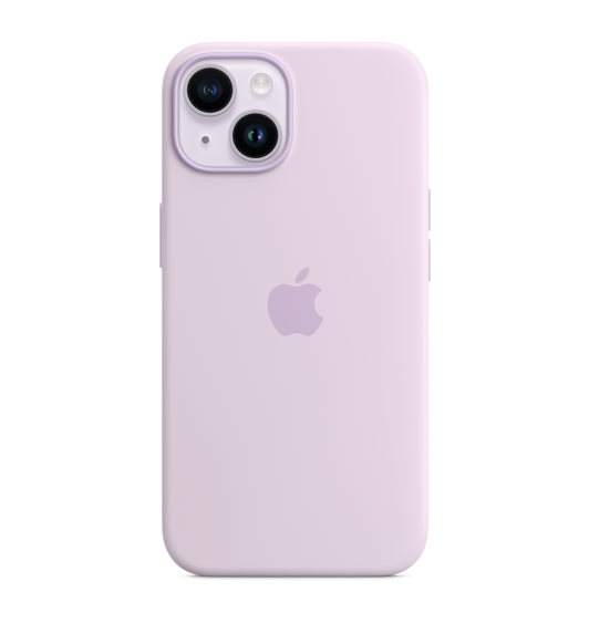Silicone Case with iPhone 14 in Purple.
