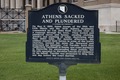 "Sacked and Plundered" historic sign, Athens