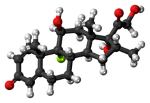 Ball-and-stick model of the dexamethasone molecule