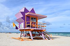 Strandwachterspost te South Beach in de Amerikaanse staat Florida