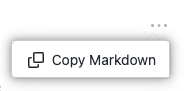 Screenshot showing the "Copy markdown" option