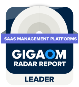 Badge for being GIGAOM Radar report SaaS Management platforms Leader