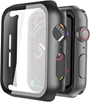 Misxi 2 Pack Hard PC Case with Tempered Glass Screen Protector Compatible with Apple Watch Series 6 SE Series 5 Series 4...