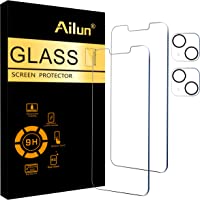 Ailun 2 Pack Screen Protector for iPhone 13 [6.1 inch Display] with 2 Pack Tempered Glass Camera Lens Protector,[9H...