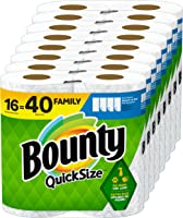 Bounty Quick-Size Paper Towels, White, 16 Family Rolls = 40 Regular Rolls (Packaging May Vary)